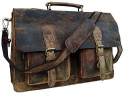 Cuero Retro Buffalo Hunter Leather Laptop Messenger Bag Office Briefcase Travel Bag (18 inch)