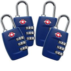 TSA Lock 4 Pack,TSA Approved Luggage Lock,3 Digit Small Combination Padlock for Travel Suitcase  ...
