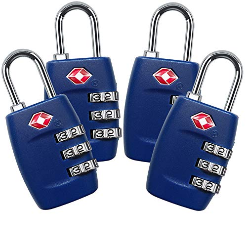 TSA Lock 4 Pack,TSA Approved Luggage Lock,3 Digit Small Combination Padlock for Travel Suitcase ...
