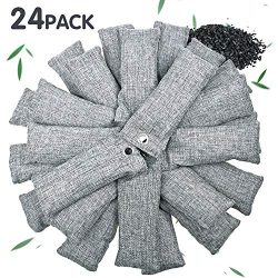 24 Pack Bamboo Charcoal Air Purifying Bag for Shoes, Natural Air Purifying Bags, Activated Charc ...