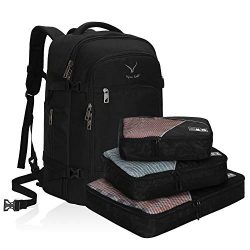 Hynes Eagle Travel Backpack 40L Flight Approved Carry on Backpack, Black with 3PCS Packing Cubes ...