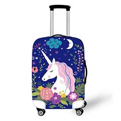 OSVINO Cartoon Cute Unicorn Durable Washable Travel Luggage Suitcase Protector, Unicorn E, M: Fo ...