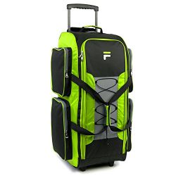 Fila 32″ Lightweight Rolling Duffel, Neon Lime