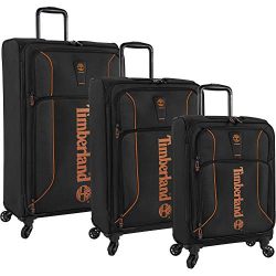 Timberland 3 Piece Hardside Spinner Luggage Suitcase Set, Jet Black