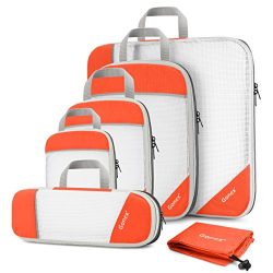 Gonex Compression Packing Cubes Mesh Organizers L+M+S+XS+Slim+Laundry Bag Tangerine