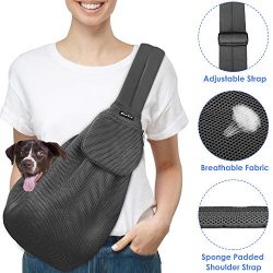 SlowTon Pet Carrier, Hand Free Sling Adjustable Padded Strap Tote Bag Breathable Cotton Shoulder ...