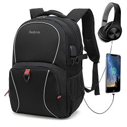 Durable Travel Laptop Backpack, School Computer Backpack with USB Charging Port & Headphone  ...