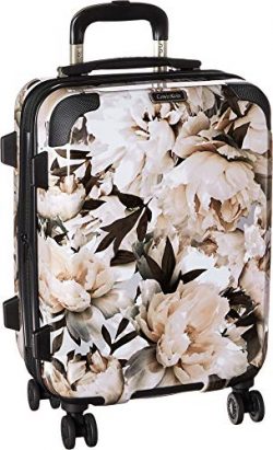 Calvin Klein 20″ Hardside Spinner Luggage with TSA Lock, Floral/White