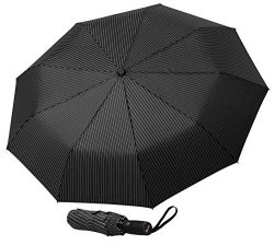 Repel Windproof Travel Umbrella with Teflon Coating (Pin Stripe)