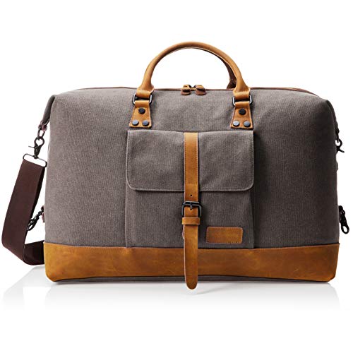 AmazonBasics Canvas Travel Weekender Duffel Luggage Bag – Grey