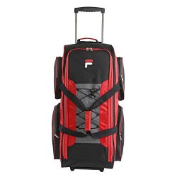 Fila 32″ Large Lightweight Rolling Duffel Bag, Red, One Size