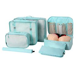 BAGAIL 7-Pcs Lightweight Luggage Packing Organizers Packing Cubes for Travel Accessories Lake Blue