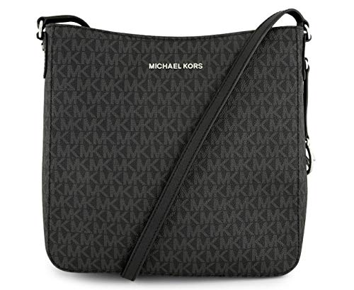 Michael Kors Jet Set Large Messenger Bag Crossbody Black MK Signature - LuggageBee | LuggageBee