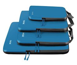 4 Set Compression Packing Cubes Travel Expandable Packing Organizers(Dark Blue)