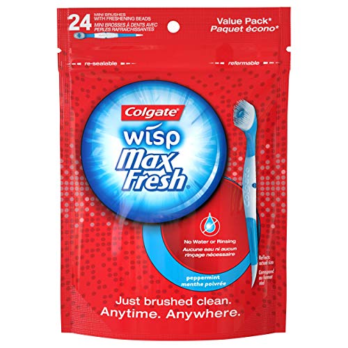Colgate Max Fresh Wisp Disposable Mini Toothbrush, Peppermint – 24 Count