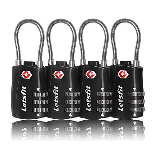 TSA Approved Luggage Locks, Letsfit Combination Lock, Pad Locks for Backpacks, Ideal Small Cable ...