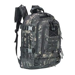 Military Expandable Travel Backpack Tactical Waterproof Work Backpack for Men(black-multicam)