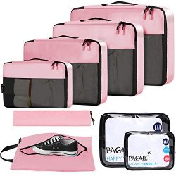 BAGAIL 8-Pcs Luggage Packing Organizers Packing Cubes for Travel Accessories Pink