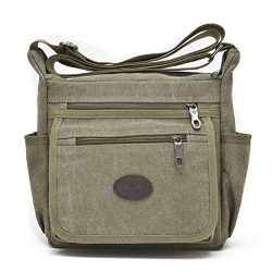 Qflmy Vintage Canvas Messenger Bag Handbag Crossbody Shoulder Bag Leisure Change Packet (green)