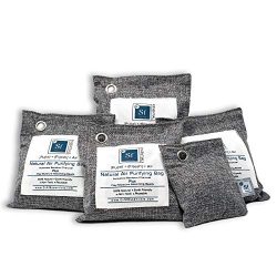 Bamboo Activated Charcoal Air Purifying Bags – 4 (200g) Pack Plus 50g Bonus bag, Upgraded  ...