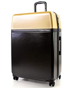 Calvin Klein 28″ Hardside Spinner Luggage with TSA Lock, Black/Gold