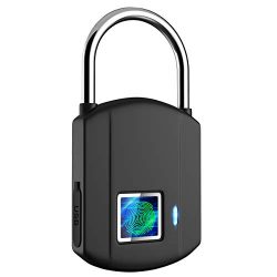 Fingerprint Padlock, IP65 Waterproof Smart Biometric Lock, Outdoor Keyless Digital Lock Travel L ...