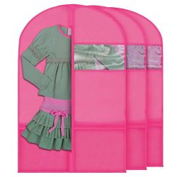 Plixio Garment Bags for Kids Dance Costumes with Transparent Window and Zippered Mesh Pockets fo ...