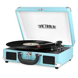 Innovative Technology VSC-550BT-TQ Victrola Vintage 3-Speed Bluetooth Suitcase Turntable with Sp ...