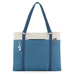 Women Laptop Tote Bag for Work Lightweight Splice Canvas 15.6 Inch Handbag Purse