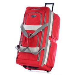 Olympia 8 Pocket Rolling Duffel Bag, Red