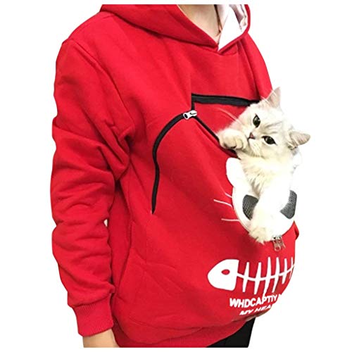 Womens Pet Carrier Hoodies, Cat Dog Holder Pouch Pullover Sweatshirt Kangaroo Pocket Holder Brea ...