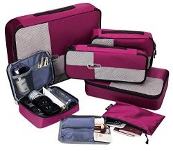 TripDock Various Packing Cubes 6 Set- Lightweight Travel Luggage Organizers, Wine red