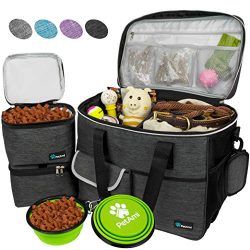 PetAmi Pet Travel Bag | Airline Approved Tote Organizer with Multi-Function Pockets, Food Contai ...