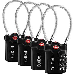 TSA Approved Travel Luggage Locks, EutDett Combination Cable Lock with Inspection Indicator and  ...