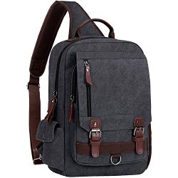 WOWBOX Sling Bag for Men Women Sling Backpack Laptop Shoulder Bag Retro Canvas Crossbody Messeng ...