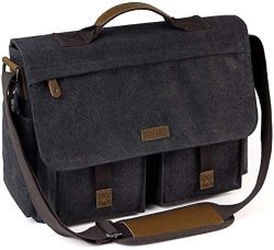 Messenger Bag for Men, VASCHY Vintage Water Resistant Waxed Canvas Satchel 15.6 inch Laptop Brie ...