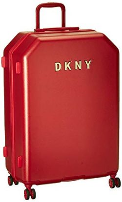 DKNY Metal Logo Hardside Spinner Luggage with TSA Lock, Red