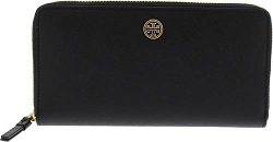 Tory Burch Women’s Robinson Zip Continental Wallet, Black/Navy, One Size