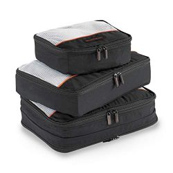 Briggs & Riley 3 Pack Zippered Packing Cubes/Luggage Organizers for Travel, Black