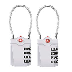 ZHEGE TSA Travel Locks 2 Pack – Open Alert Indicator, 4 Digit Combination Padlock Flexible ...