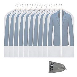 VICKERT Hanging Garment Bag Lightweight Suit Bags, 10 Pack Dust-Proof Clear Garment Bags, Dress  ...