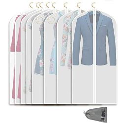 VICKERT Hanging Garment Bag Lightweight Suit Bags, 8 Pack Dust-Proof Clear Garment Bags, Dress G ...