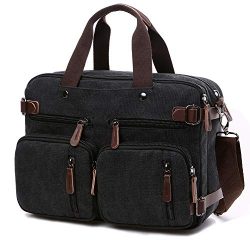 Convertible Laptop Backpack 17.3 Inch Messenger Bag for Men/Women (Black)