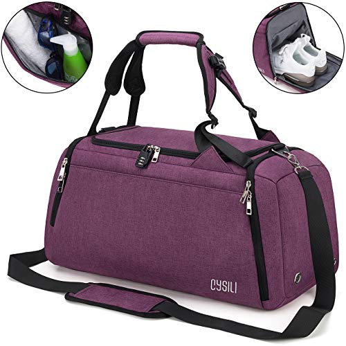 Sports Gym Bag with Shoes Compartment/Wet Pocket,42L Travel Duffel Bag ...