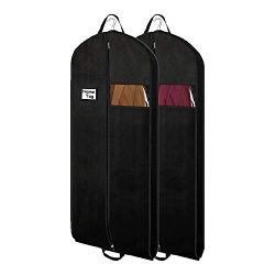 Syeeiex Dress Travel Bags 54 Inch Long Breathable Foldable Black Garment Bag with Clear Window f ...