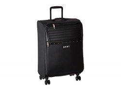 DKNY Studded Softside Spinner Luggage with TSA Lock, Deep Black