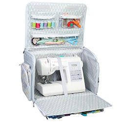 Everything Mary 4 Wheels Collapsible Deluxe Sewing Machine Storage Case, White – Rolling T ...