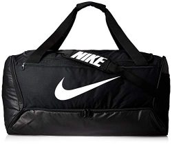 NIKE Brasilia Large Duffel – 9.0, Black/Black/White, Misc