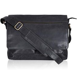 Leather Messenger Bag for Men & Women 14inch laptop Bag for Travel College Work – Hand ...