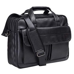 Mens Laptop Bag,15.6 Inch Leather Messenger Bag Water Resistant Business Travel Briefcase, Work  ...